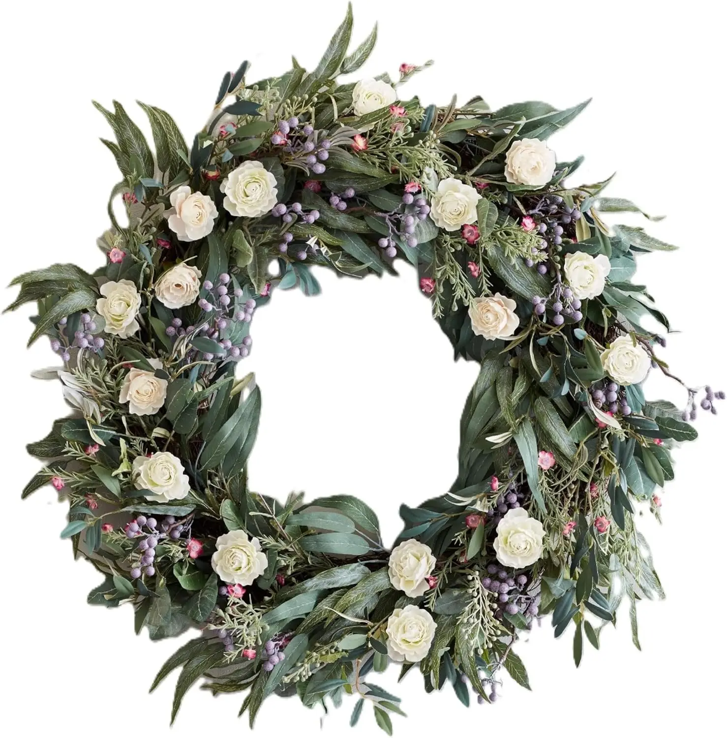 

Marseille Meadow Spring & Summer Wreath - 28" Premium Floral Door Wreath for Indoor or Covered Outdoor Display