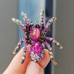 Cute Rhinestone Halloween Spider Insect Brooch Pins for Women Crystal All Saints' Day Jewelry Hat Scarf Clothes Accessories