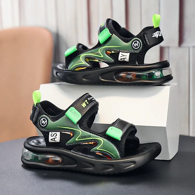 

Boys' Sandals Air-cushion Bottom SummerChildren's Non-slip Middle-aged and Small Boys' Outdoor Sports Beach Student Sandals