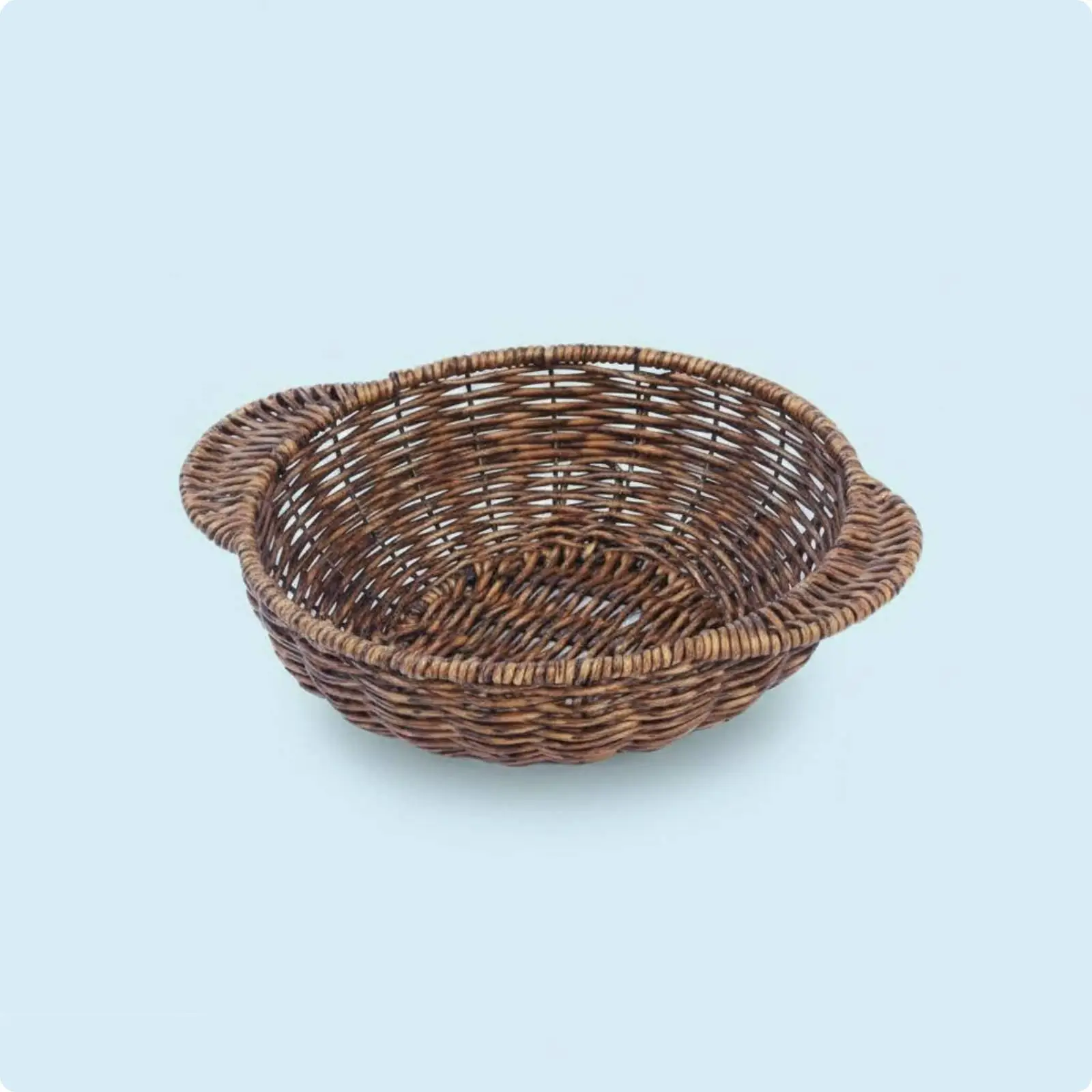 Double Ear Industrial Tray Plastic Iron Woven Basket for Bread Serving Rectangular Rattan Style Storage for Home Countertop