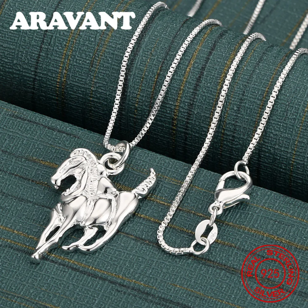 925 Sterling Silver Pony Pendant Necklace For Women, Commuter Accessories, Christmas Gifts, Jewelry