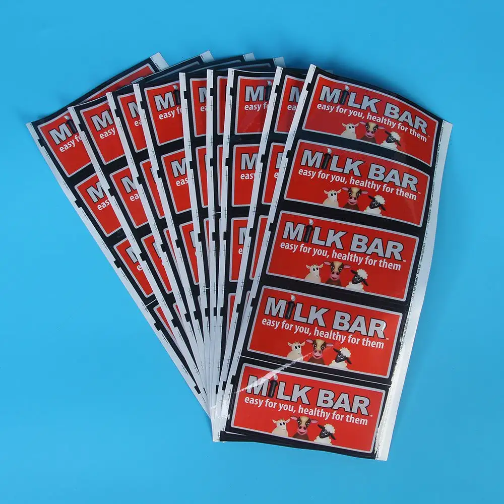 Customized Glossy  Milk Bar Package Stickers Coated Paper Sheet Packaging Food Grade Labels with Your Own Design