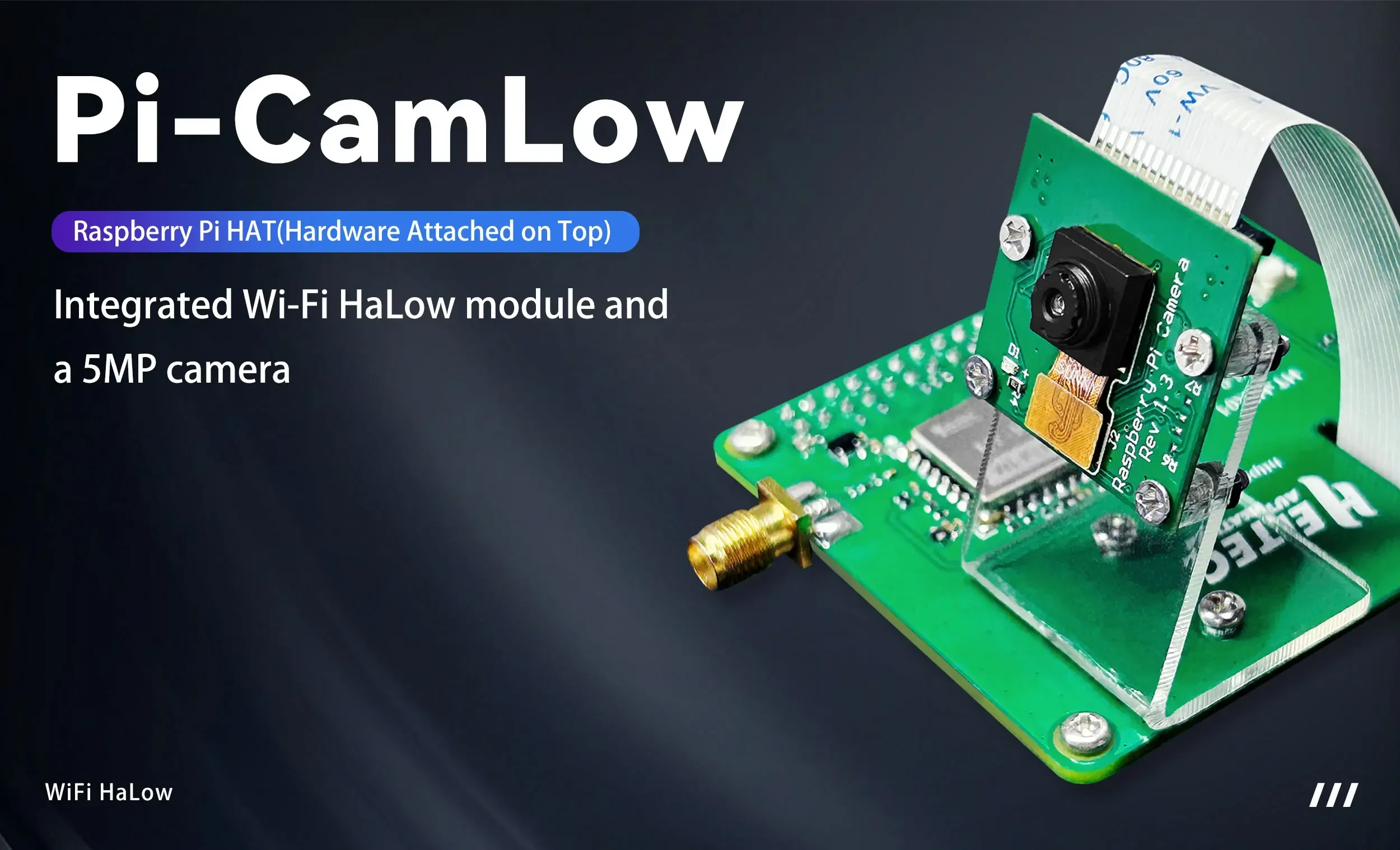 Heltec Wi-Fi HaLow Module Pi-CamLow for Raspberry Pi HAT 5MP Camera 2km Range 32.5Mbps High-Speed Data Transfer Mesh Networking