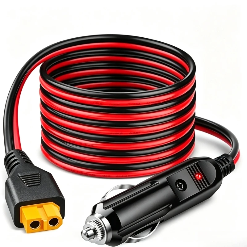 1/2/3/5M 12AWG XT60 Female Injection Molded Cable to Cigarette Lighter Male Adapter, Waterproof High Quality Extension Cable