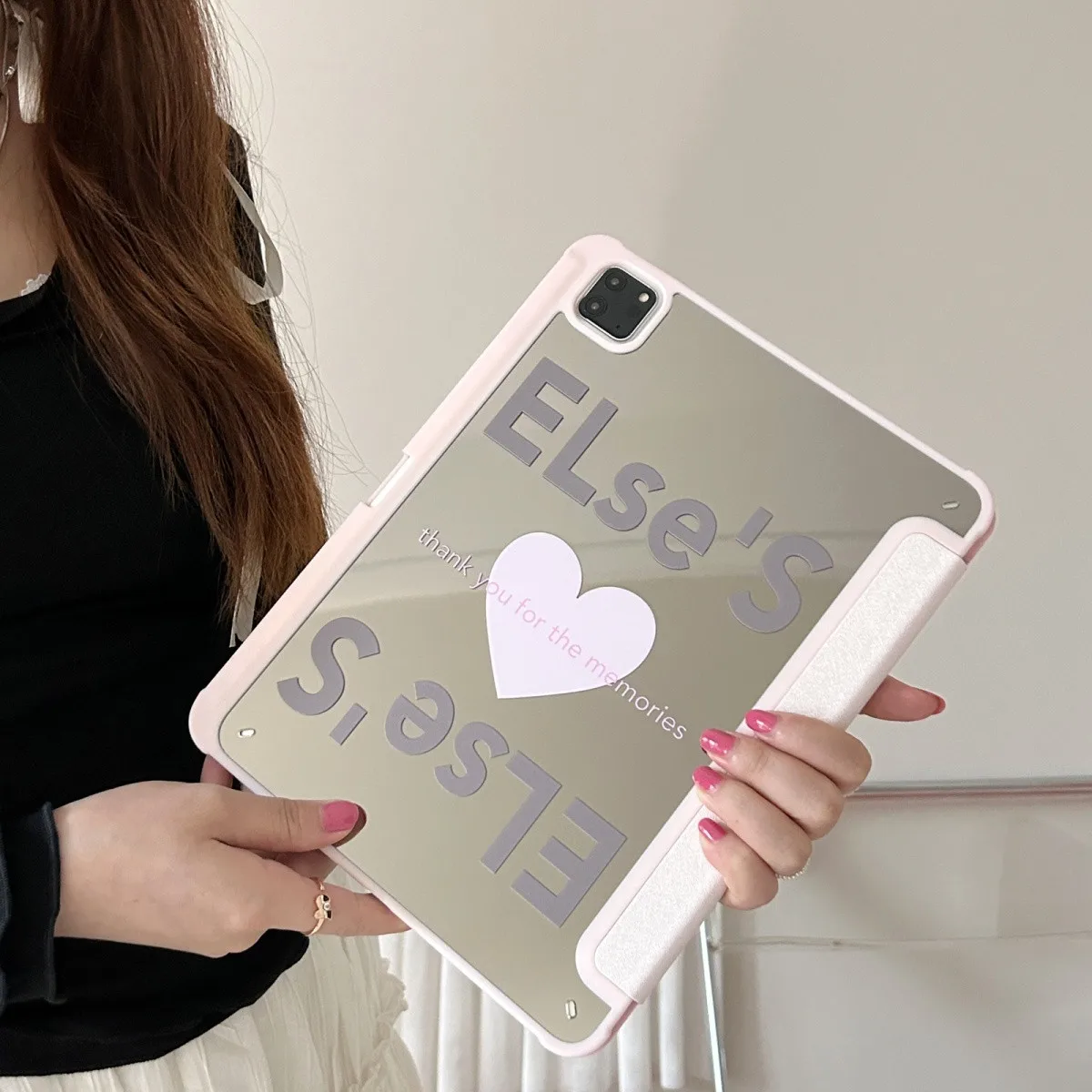 Kawaii Pink Rabbit English Love Bow For iPad 11th A16 10 9 8 7 5 Pro 13 11 M5 M4 M3 M2 12.9'' Air  4 3 2 1 Mini 7 6 8.3'' Cover