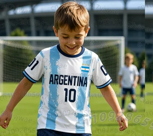 2026 BOYS Harajuku Argentinien Messi 10 Fußballtrikot Shorts Set Damen Herren Kinder Shirt und Shorts Sommer Fans 2-teiliges Set – Detail 8