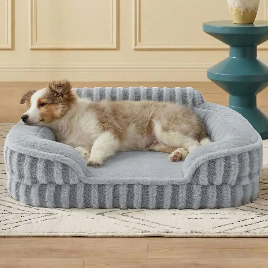 

Cute Dog Bed Medium Size Dog, Orthopedic Waterproof Medium Pet Beds with Sides, High Back NonSlip Bottom and EggCrate Foam Pet C