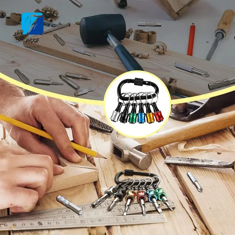 

A55F-24Pcs Portable Bit Holder Keychain, 14 Pcs And 6Pcs 1/4 Inch Hexagon Screwdriver Bits Retainer W/Black Carabiner