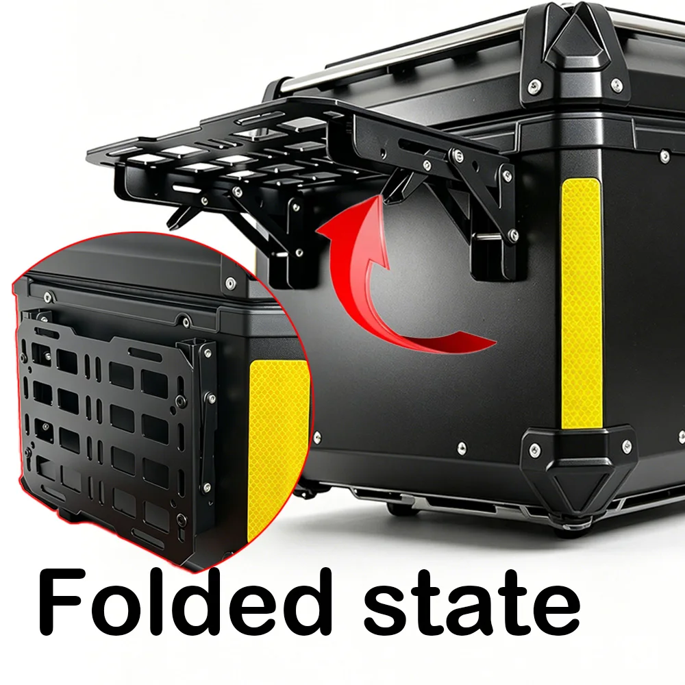 Universal Folding Aluminum Motorcycle Tail Box Trunk Top Case Quick-Mounting Molle Panel Tactical Storage Box Modular Organizer view 3