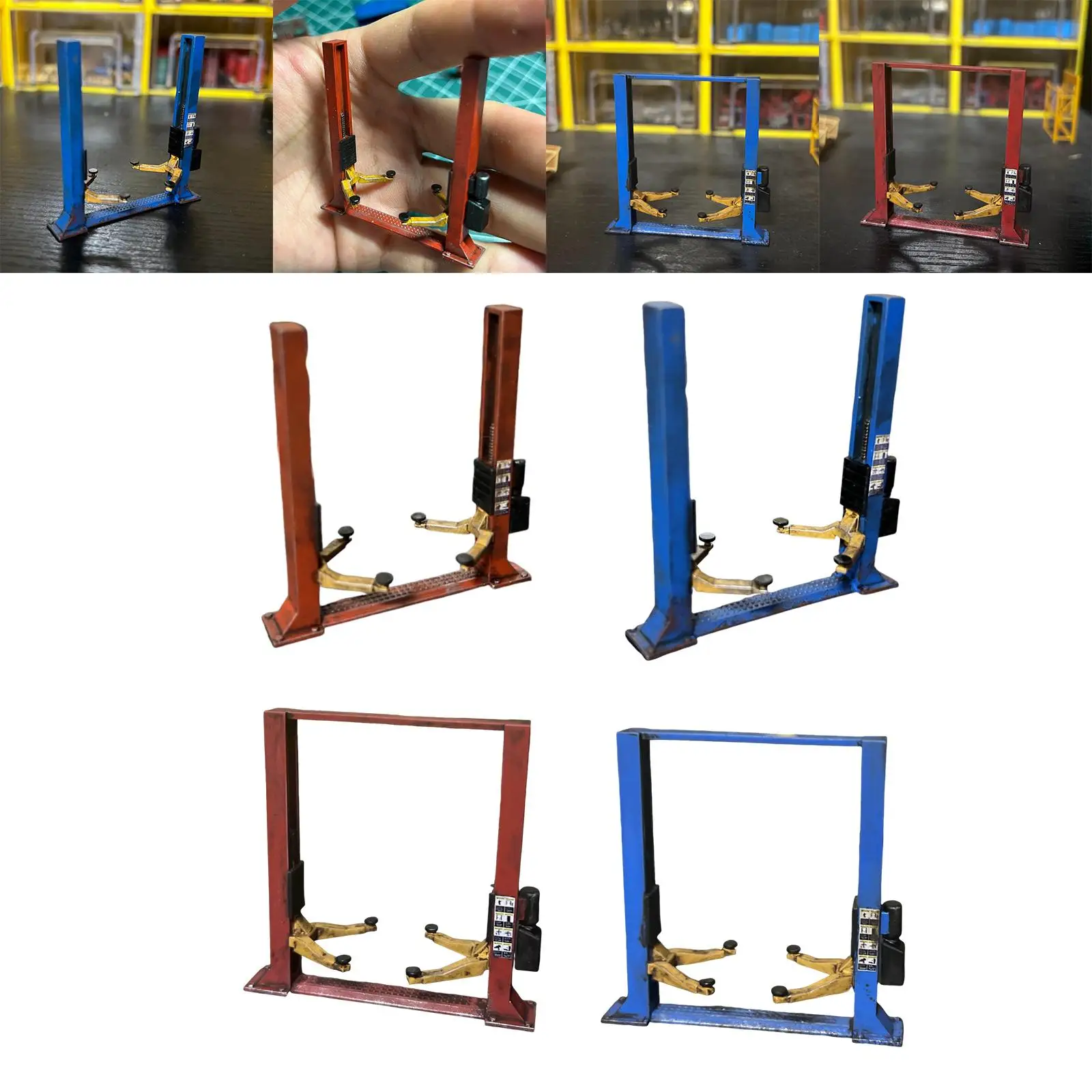 Elevador a Escala 1:64, Decoración para Mesa de Arena, Accesorios para Escenas de Taller de Reparación de Autos DIY, Elevador de Autos en Miniatura, Elevador de Garaje 1/64