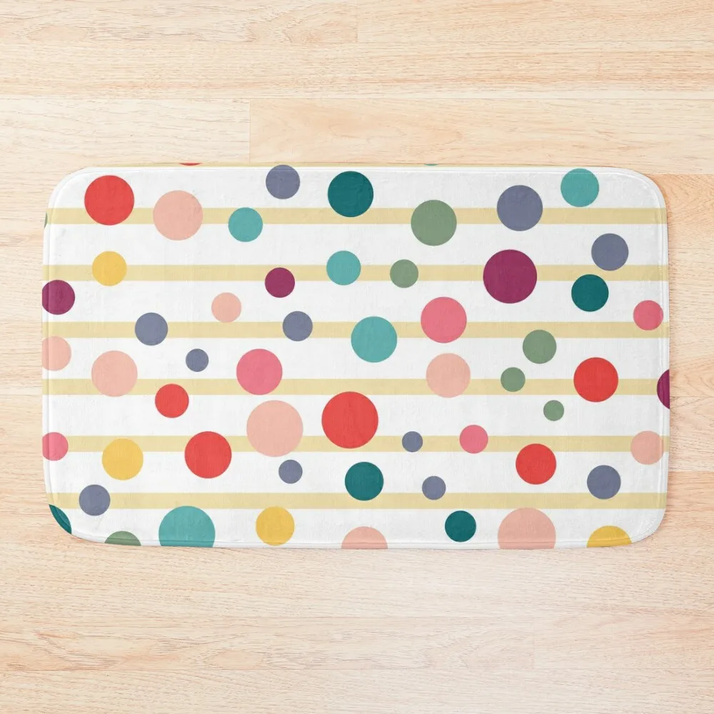 

Colorfull Dots and Lines Bath Mat Bathroom Kit Washable Non-Slip Kitchen Rug Entrance Door Bathroom Absorbent Quick Dry Mat
