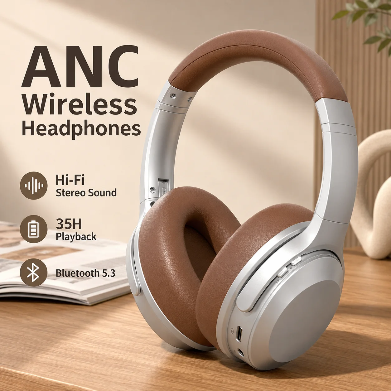 Anc Wireless Over Ear Headphones - ANC 헤드폰 블루투스 5.3 오버이어 이어폰