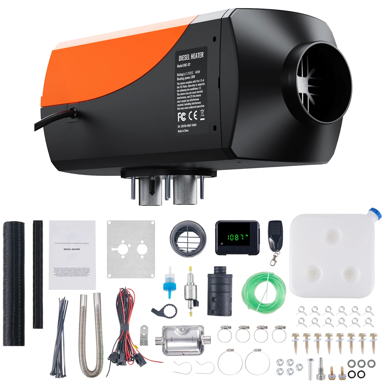 

SucceBuy 2KW Diesel Air Heater 12V Diesel Heater with LCD Display Diesel Parking Heater Rapid Heating for RV Trailer Camper Boat