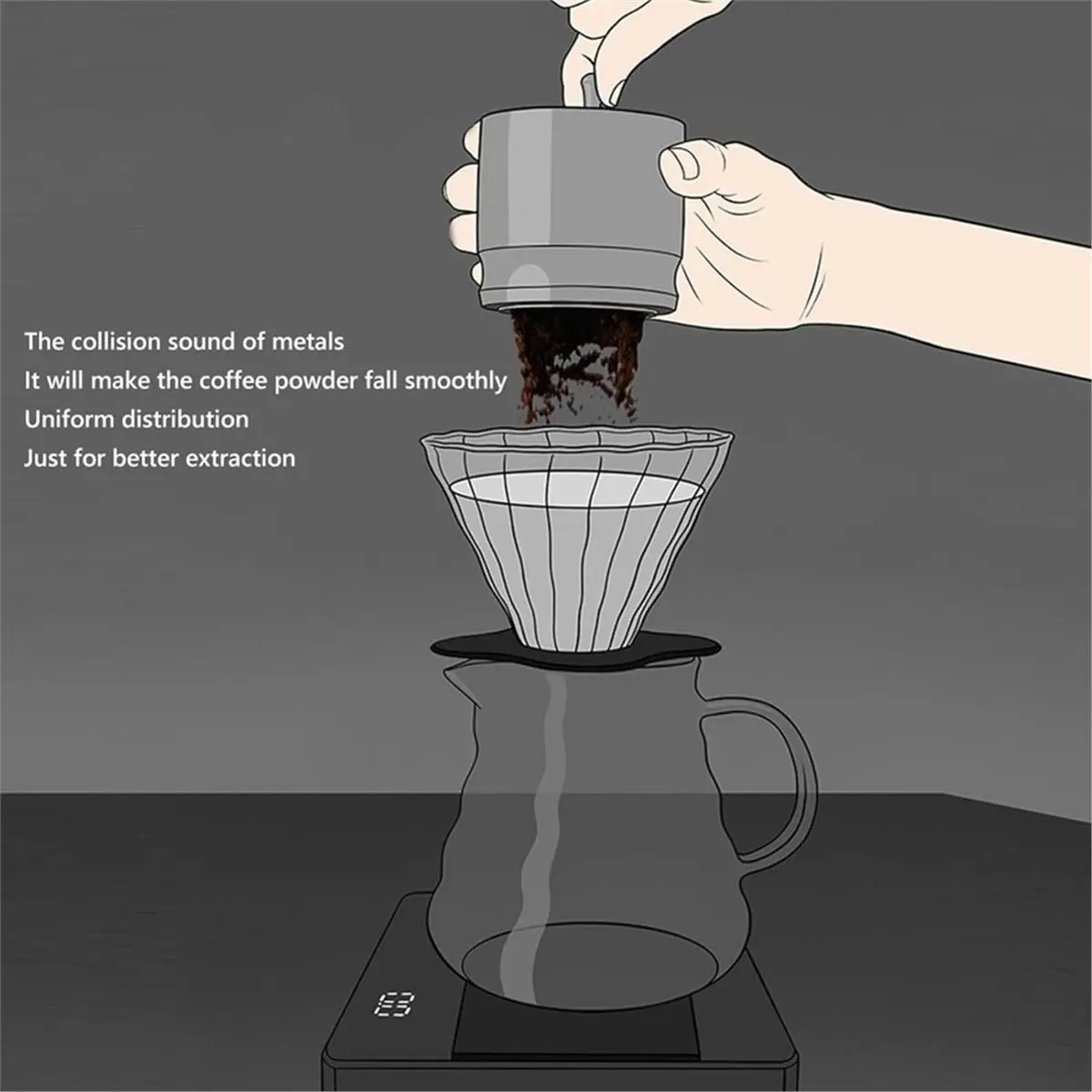 Multi-use Gear Coffee Dosing Ring, 58mm Aluminum Alloy Espresso Powder Receiver Container, Silver, Anti-Dust Press Cup