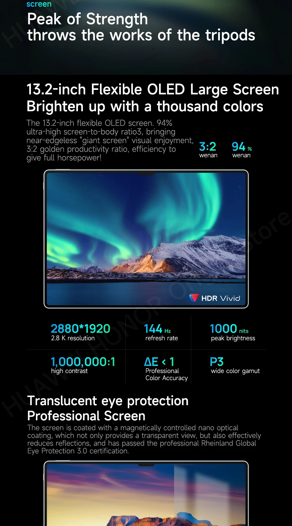 2023 Wifi/LTE HUAWEI MatePad Pro 13.2-inch Tablet OLED 2.8K 144Hz 94% Screen-to-body Ratio HarmonyOS 4 10100mAh