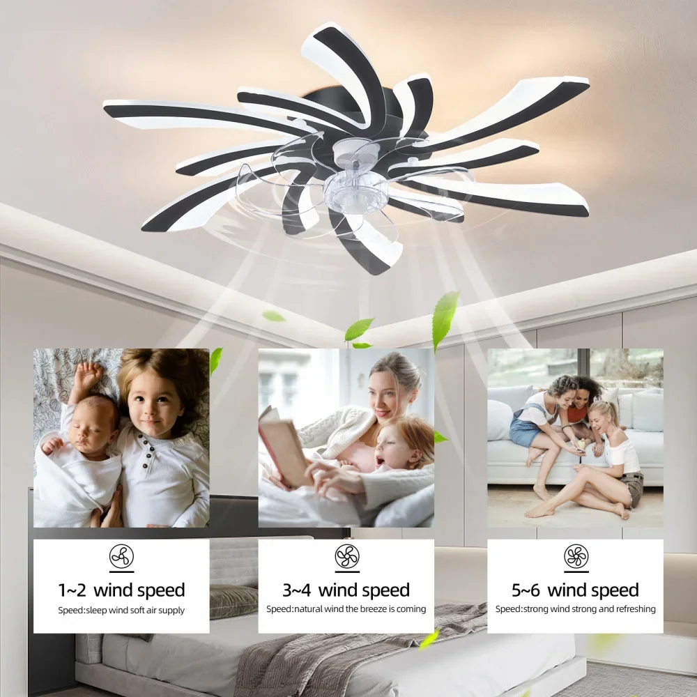 LED Modest Ceiling Pendant Lamps with Remot Control Living Dining Table Room Bedrooms Home Decor Hanging Fan Lighting Fixtures