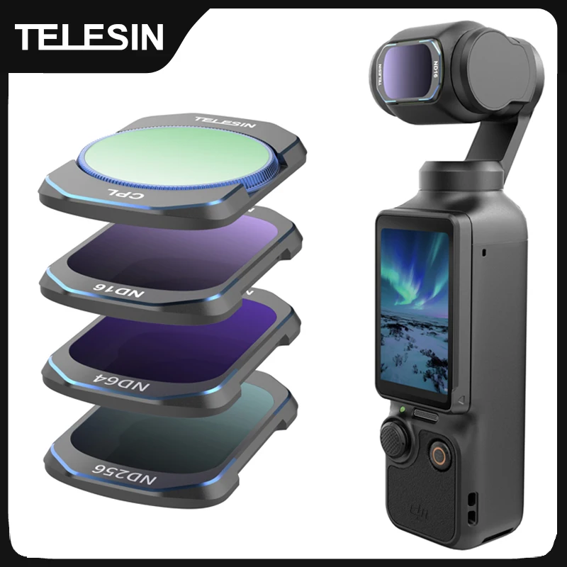 Kit de filtres pour objectif TELESIN pour DJI OSMO Pocket 3 4 CPL ND16 ND32 ND64 ND256, filtre de diffusion noir pour DJI Pocket 4 3