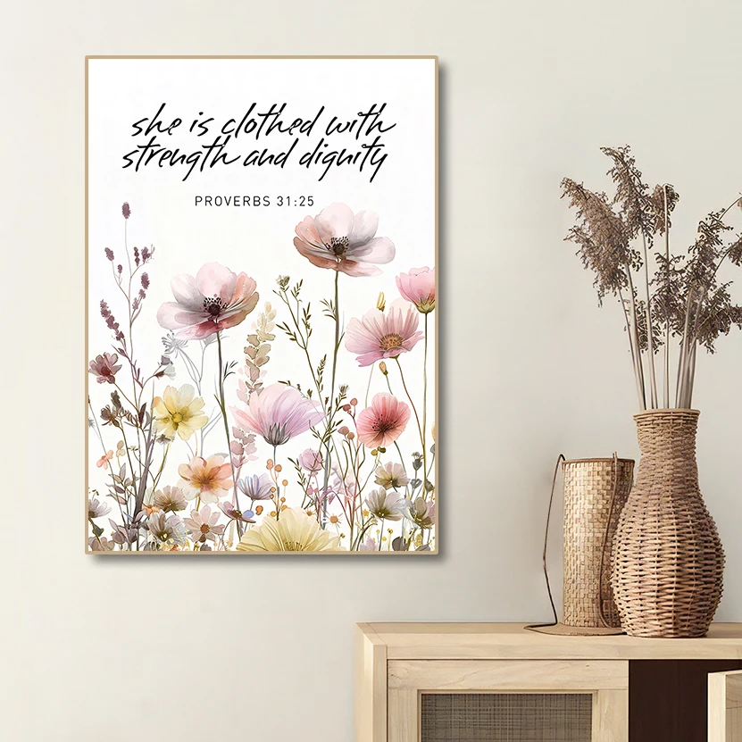 1PC Unframed Watercolor Flowers Leaves Posters Canvas Painting Botanical HD Wall Art Pictures for Home Living Room Decoration