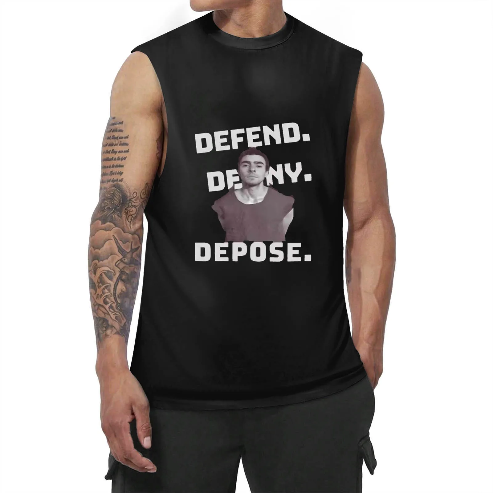 Deny defend Deopse Graphic Men‘s Sleeveless T-Shirt Mens Fashion LUIGI Casual Tops Cotton Oversize Tank Tops Streetwear Vest