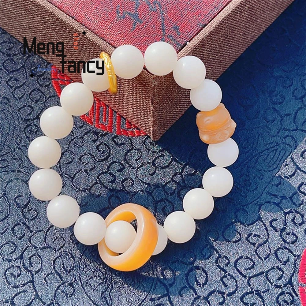 Natural Bodhi Bracelet Female Pay A Running Ring Fortune Cat Hand-held Decompression Buddha Beads Fashion Jewelry Holiday Gifts