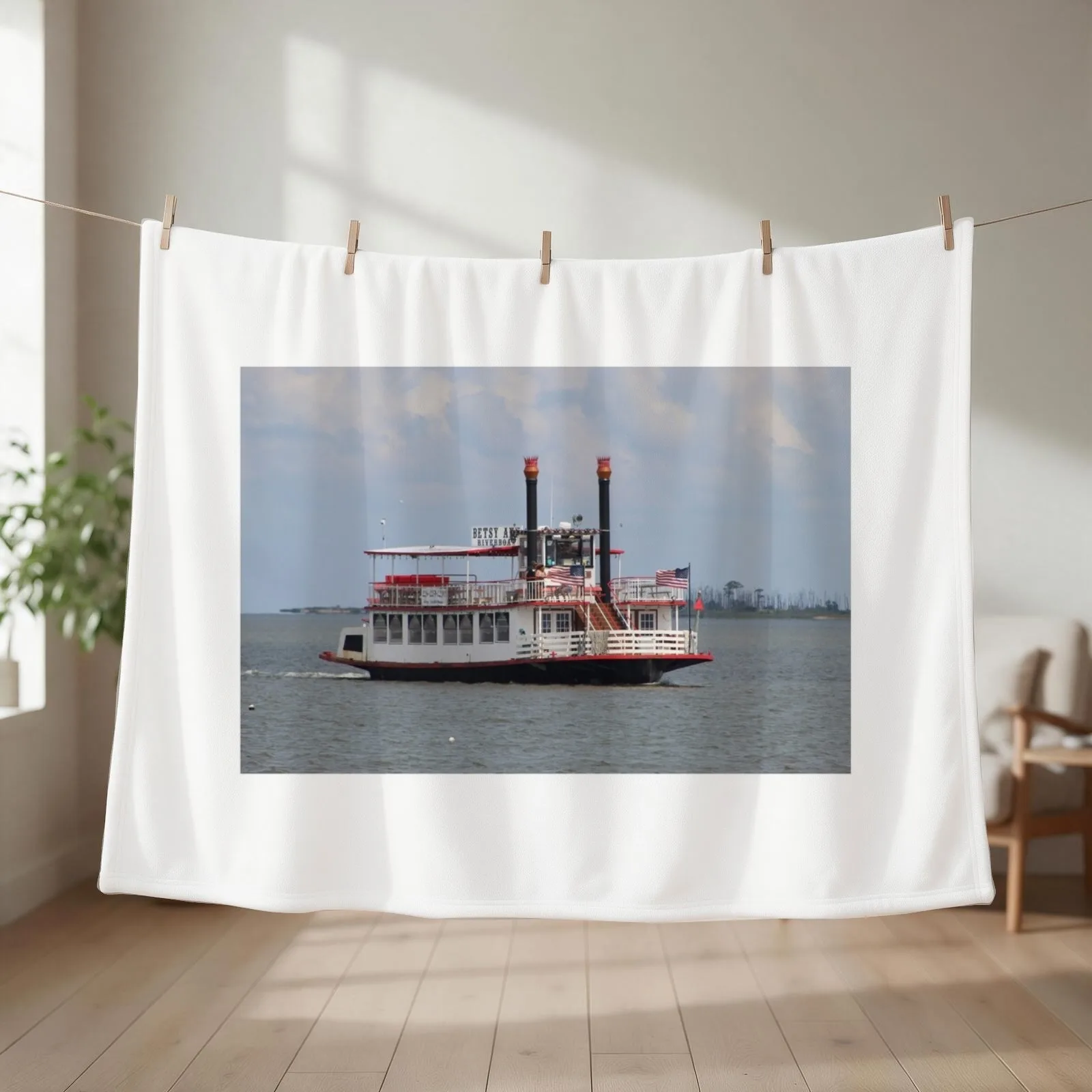 Betsy Ann Riverboat Throw Blanket Multi-Purpose Thin Soft Beds Loose Blankets