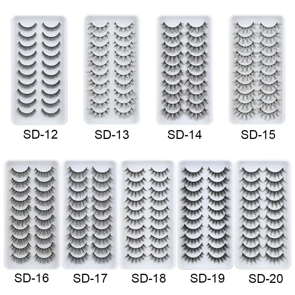 Faux-cils à boucles DD 10-25mm, Extensions de cils russes, volume 3D, en vison pelucheux, réutilisables, 1/10 paires