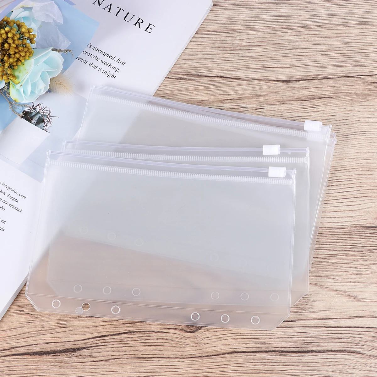 

30pcs Clear Zipper Pouches A6 Transparent Paper Storage Bag Business Card ganizer Folder Lightweight Travel Office Use