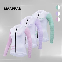 Maglia da ciclismo MAAPPAS top a maniche lunghe da ciclismo per bici da strada con tecnologia di montaggio senza cuciture, camicia da ciclismo ultrasottile