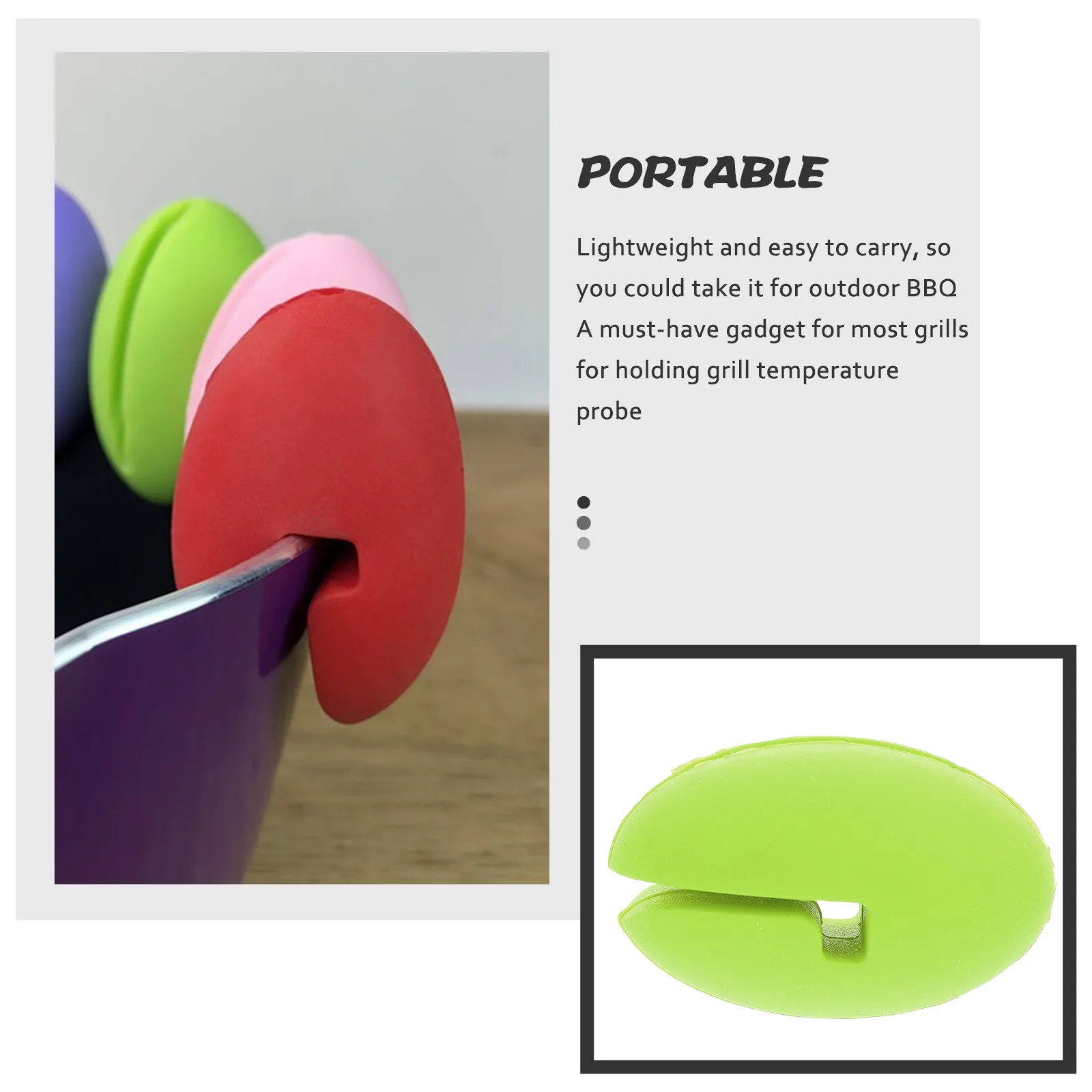 Premium Silicone Temperature Probe Pot Clip Scratch Proof Holder Cooking Probe Silicone Clip Grill Thermometer Fixing Clamp