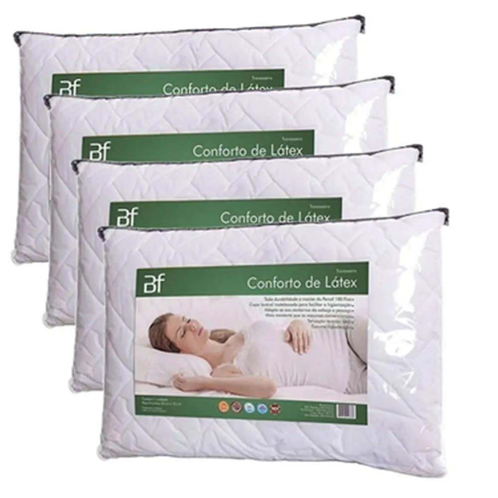 Kit 4 Pillows Comfort Hypoallergic Latex BF 180 Yarn Cover Mattons