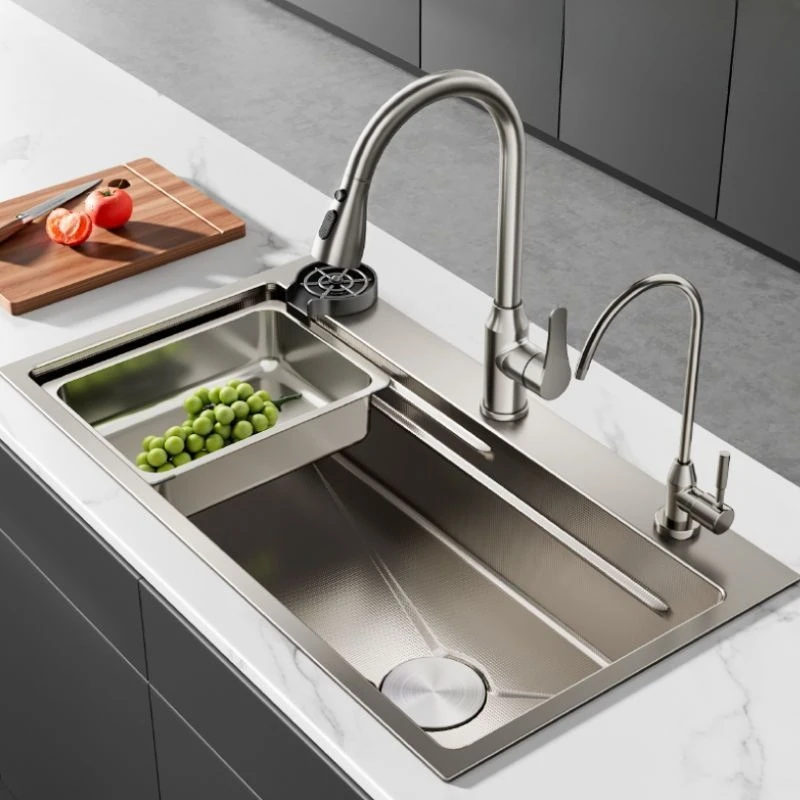 Stainless steel large single slot nano embossed vegetable basin dishwashing sink vegetable sink platform