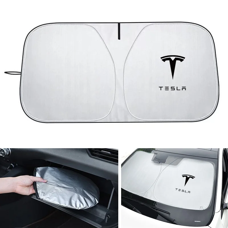 Pare-soleil pour pare-brise de voiture, protection solaire pour Tesla Model3 Model-S Model-X Model-Y Cybertruck Roadster SpaceX, accessoire