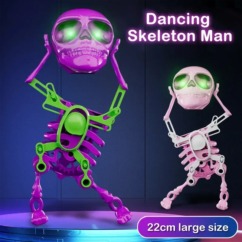 3D Skeleton Toy Fun Dancing Skeleton Toy Swinging Skeleton Toys Stress Relief Toys Manual Wind-Up Rocking Toy for Decorating