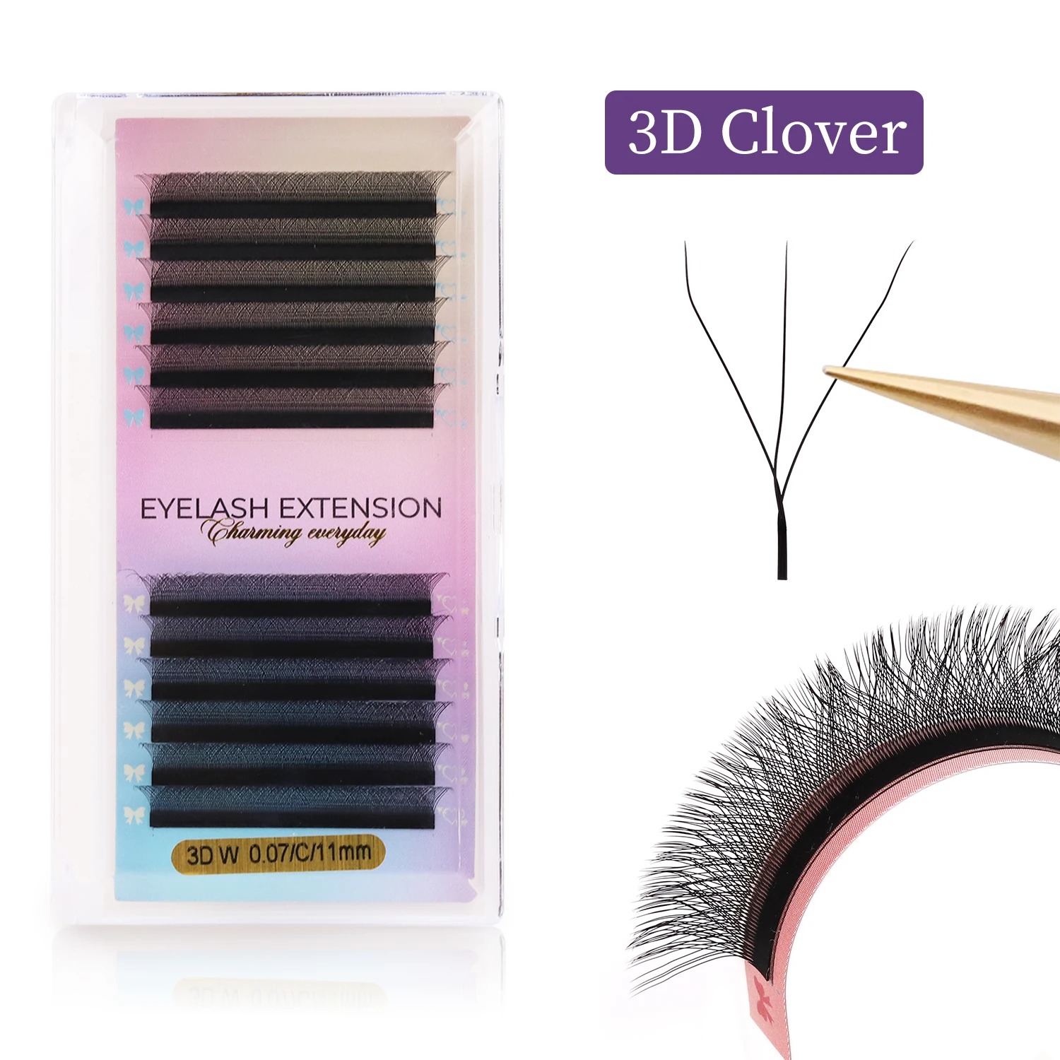 AGUUD Braune 4D W Wimpern YY 3D 4D 5DW geformte Spike Clover Wimpernverlängerung 3D Fairy Blooming Natural Woven YY Einzelwimpern – Detail 23
