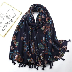 180X90cm Warm Shawl Women Luxury Design New Lrage Scarf The Four Seasons Popular Scarves Fashion Print Cotton And Linen Bandanna