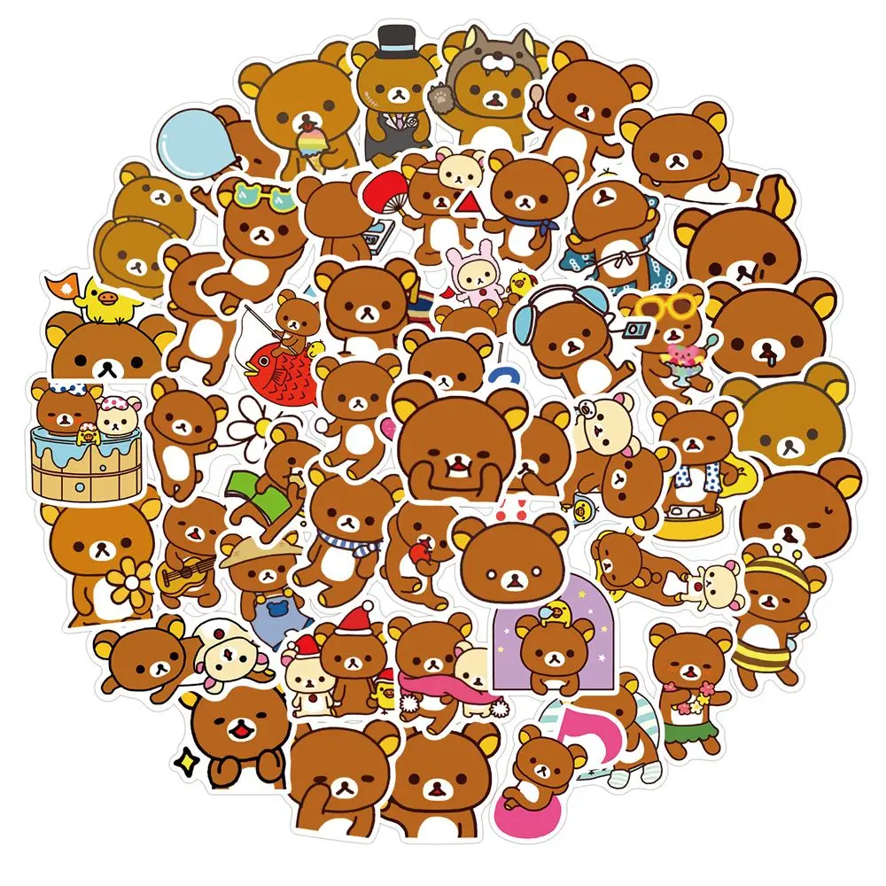 Imagem -03 - Auto-adesivo Urso dos Desenhos Animados Adesivo Rilakkuma Adesivos Faça Você Mesmo Scrapbooking Decoração Animal Graffiti