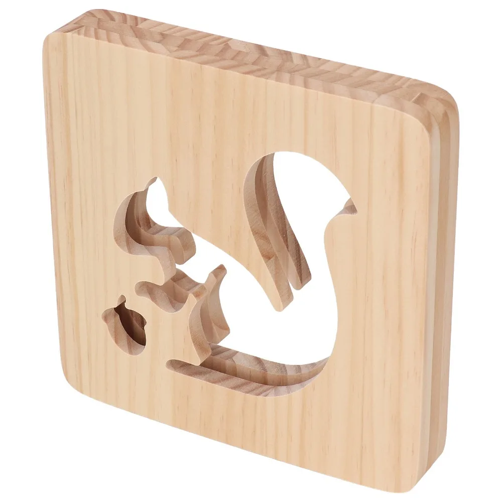 

3D Wood Carving Nursery Night Light Squirrel Pattern Warm LED Light Night Light Lamp 18.8 x 18.8 x 3cm 2.5W Night Light for Kids