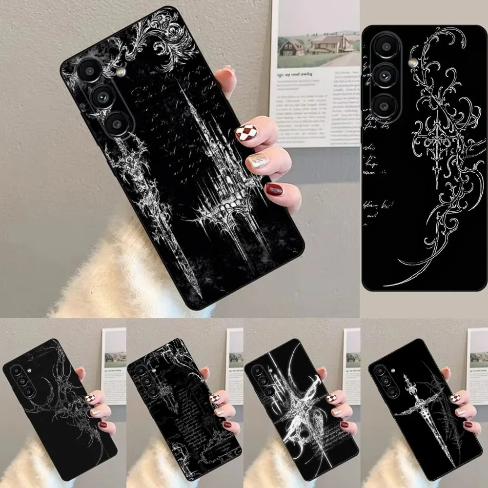 Cyber Sigil Cross  Phone Case For Samsung S24,23,22,30,21,10,9,Ultra,Plus,Lite,FE,Soft Silicone Black Cover