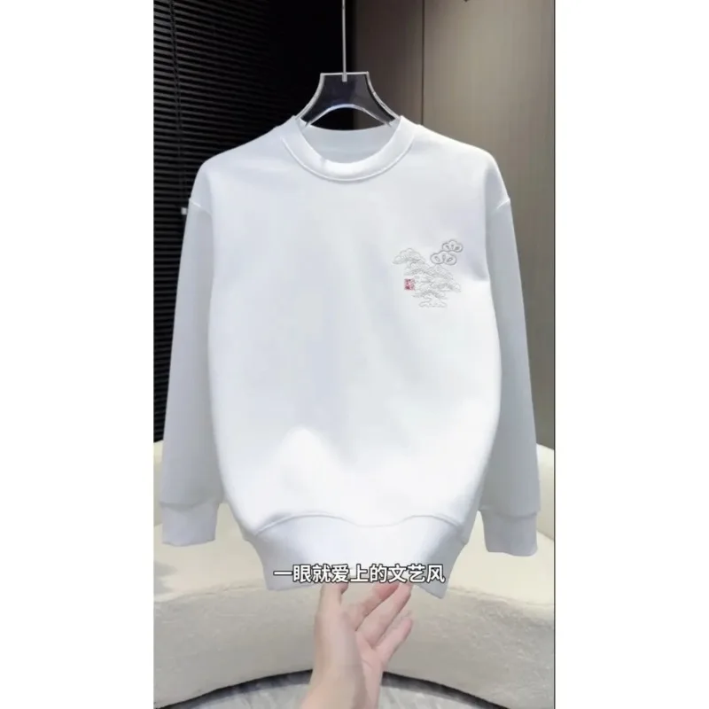 

Осень-зима, модные новые мужские толстовки с круглым вырезом в китайском стиле, повседневные универсальные топы, модные длинные рукава