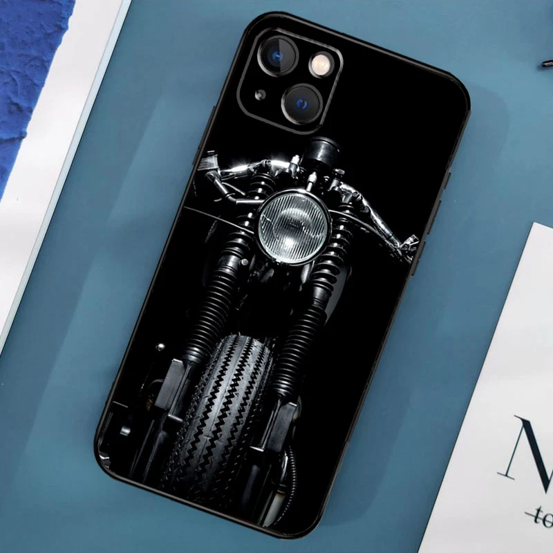 Vintage Motorcycle Case For iPhone 16 15 14 13 12 11 Pro Max XS X XR Plus 12 13 Mini Cover Shell