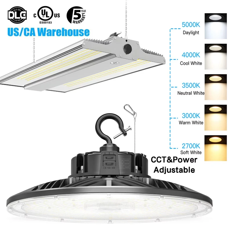 Power Adjustable IP65 Industrial Commercial Warehouse Workshop Light Emitting Diode High Bay Light