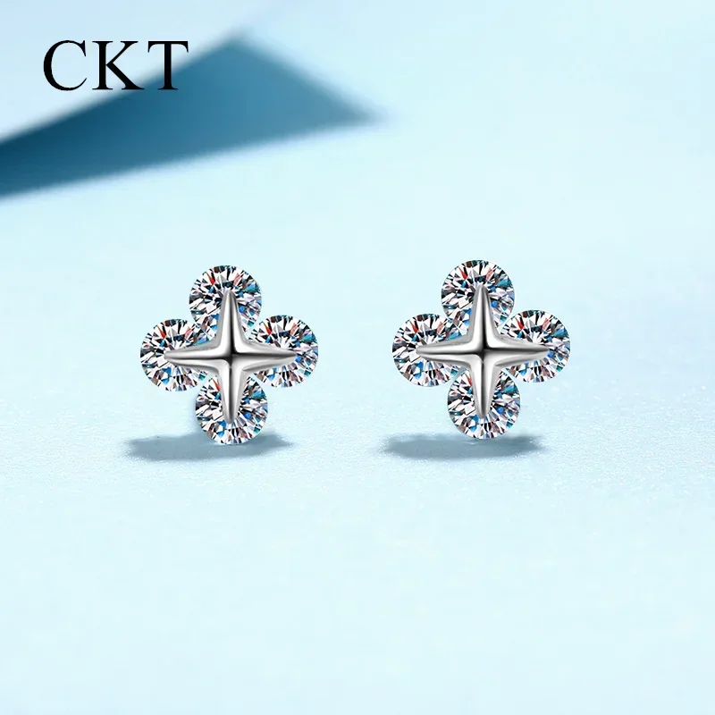 

18K White Gold Platinum Pt950 0.8ct Moissanite Stud Earrings for Women Commuter Star Earrings for Girlfriend Gift Fine Jewelry