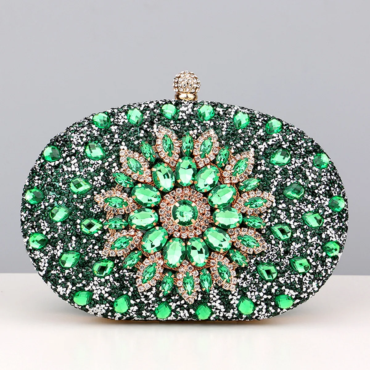 Diamonds Purple Color Women Evening Bags Flower Rhinestones Egg Design Fashion Female Clutch Handbags