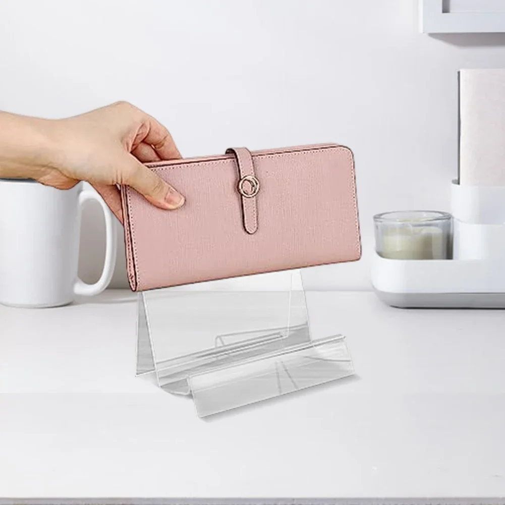 

8 Pieces Clear Acrylic Handbag Display Stands for Stylish Retail and Home Use with Space Saving Stackable Design