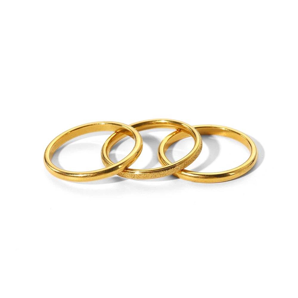 Tarnish Free Dainty Rings Stainless Steel 18K Gold Plated Knuckle Rings For Lady waterproof Minimalist Gold Rings For Women