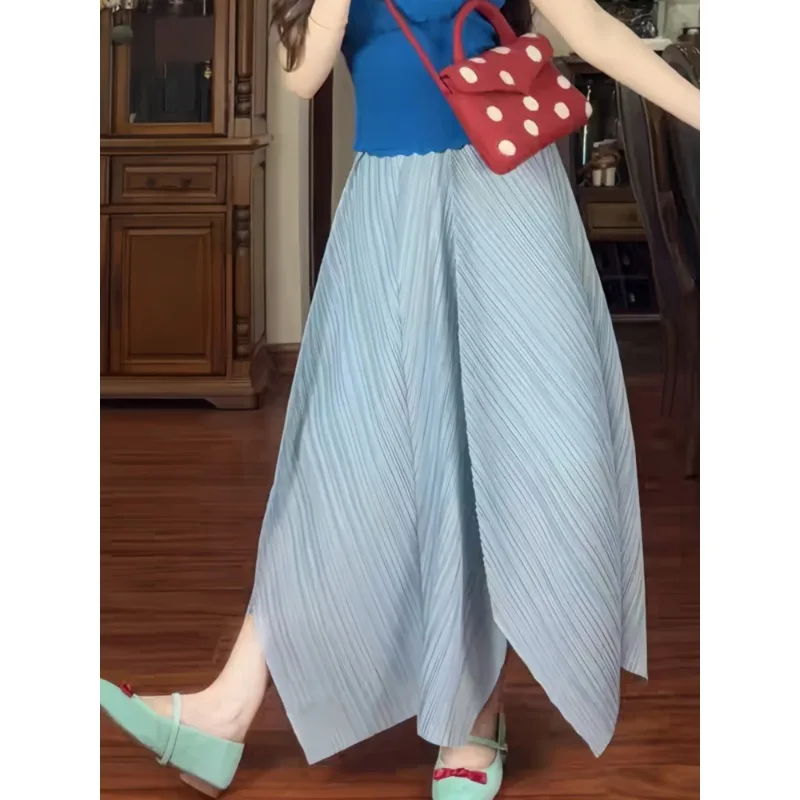 Miyake Irregular A-Line Skirt 2026 New Simple Fashion Elegant Vacation Draped Temperament Flower Bud Women's Mid-Length Skirt