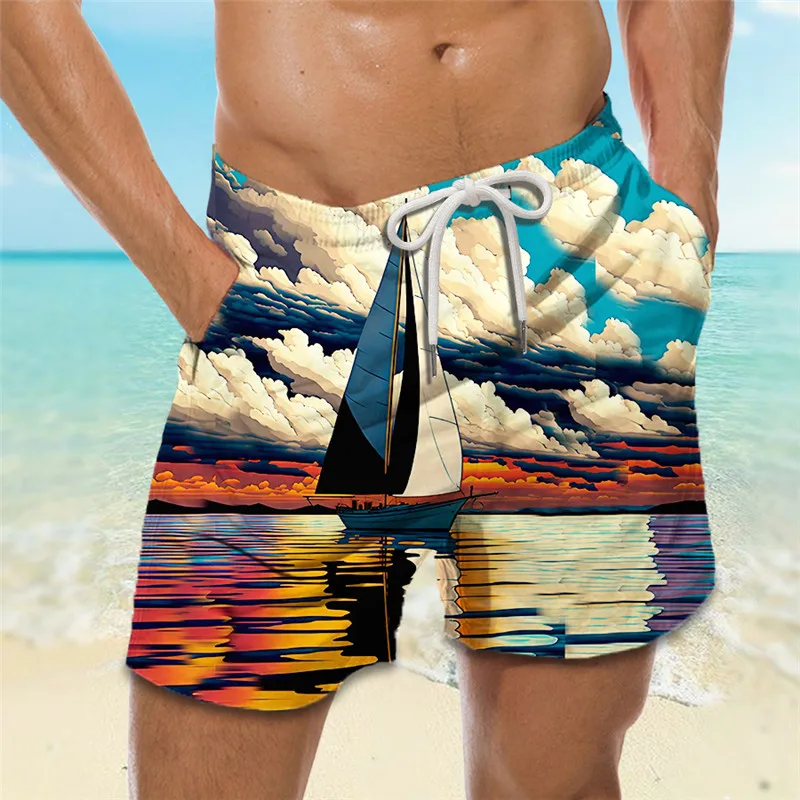 Calções 3D multicoloridas para homens, calça casual, roupa de casa, shorts sexy, emenda, T N D M K N N, verão