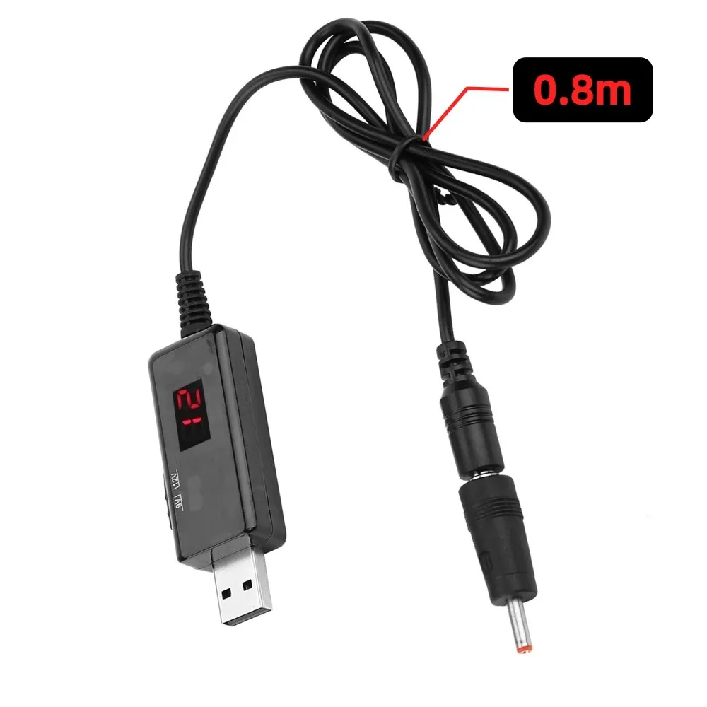 ​ DC 5V a 9V 12V ​ ​ Cabo conversor USB Boost ​ ​ Conector 5,5x2,1mm ​ ​ Com display LED ​ ​ Cabo conversor de tensão DC ​