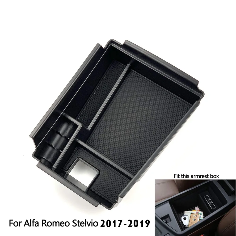 Para Alfa Romeo Giulia(952) Stelvio 2017-2019 compartimento central para coche reposabrazos caja de almacenamiento bandeja guante palet bandeja accesorios de estilo