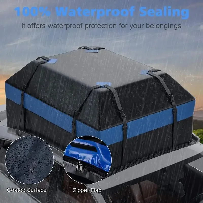 Car Storage Roof Bag Car Roof Bag For Luggage Car Rooftop Cargo Carrier Bag 15 Cubic Feet Waterproof Car Roof Bag For Vehicles